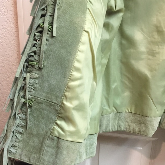 Honeydew Melon Suede Fringe Jacket - Picture 3 of 8